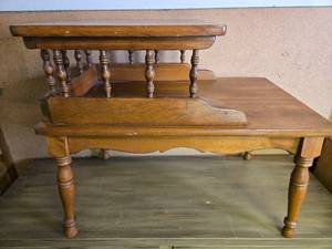 lot 244 image: Two Tier Wooden End Table