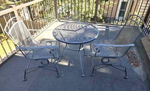 lot 57 image: Outdoor Metal Patio Set With Table and Two Chairs
