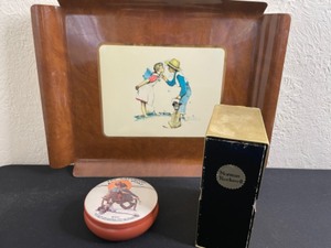 lot 157A image: Norman Rockwell Tray, Tin and Box of Cards