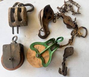 lot 65 image: Antique Pulleys
