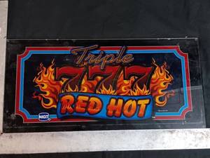 lot 59 image: Vintage Red Hot Triple 777 slot machine glass sign