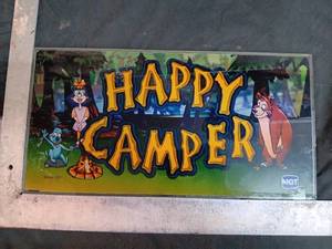 lot 62 image: HAPPY CAMPER slot machine glass sign