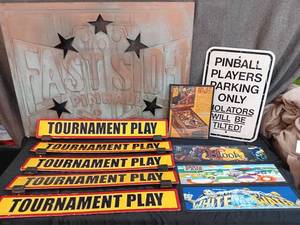 lot 66 image: Assortment of pinball related signs
