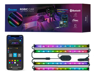 lot 355 image: Govee LED RGBIC Interior Car Lights, APP and Remote Control, Music Sync Feature, 16 Million Light Color with Silicone Coating