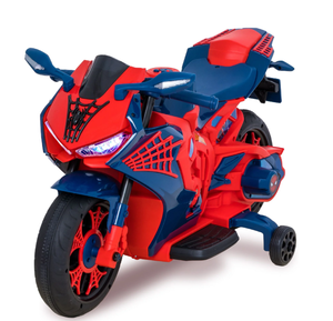 lot 373 image: Spiderman 6V Motorcycle Ride on Toy, for Kids, Ages 3, Rechargeable Battery, up to 65lbs