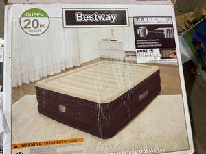 lot 309 image: Bestway Maroon Tritech Airbed Queen 20 with Built-in AC Pump