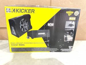 lot 344 image: Kicker 51PDFT10 10-inch Down Firing Powered Subwoofer in Thin Profile Enclosure