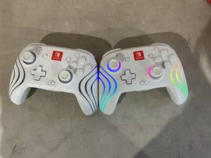 lot 356 image: LOT of 2 PDP Afterglow Wave Wireless Controller White For Nintendo Switch, Nintendo Switch - OLED Model