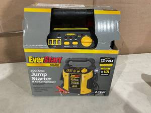 lot 399 image: 800 Peak Amp Jump Starter w 120 PSI Compressor, pivoting LED light, 3X USB ports