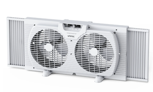 lot 134 image: Shinic 9 3-Speed Twin Window Fan with Removable Bug Screen