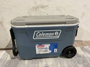 lot 113 image: Coleman 316 Series 62QT Lakeside Blue Hard Chest Wheeled Cooler