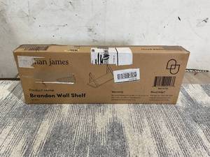 lot 154 image: 2PCS Nathan James Brandon Wall Mount Modern White Marble Floating Shelf for Wall