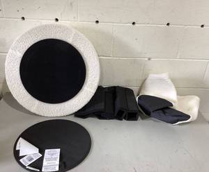 lot 479 image: Mainstays Boucle Mushroom Upholstered Storage Ottoman