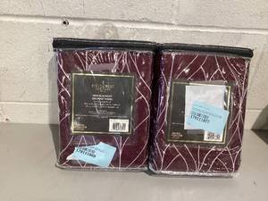 lot 586 image: LOT OF 2 Fieldcrest Heritage Allegria Energy Saving Embroidered 100% Blackout Grommet Top Single Curtains