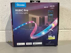 lot 598 image: Govee 49.2ft Wi-Fi RGBIC Led Strip Light for Bedroom, Living Room, Kitchen Decoration