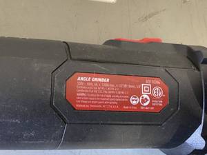 lot 599 image: Hyper Tough 6 Amp Corded Angle Grinder with Handle, Adjustable Guard