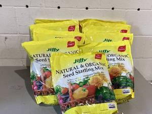 lot 442 image: LOT OF 10 Jiffy Natural & Organic Seed Starter Mix, 12 QT