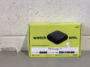 lot 455 image: Watch Onn. Google TV 4K Pro Streaming Device (New, 2024), 4K UHD resolution, Dolby Vision & Dolby ATMOS