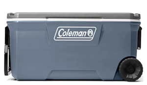 lot 521 image: Coleman 316 Series 100QT Hard Chest Wheeled Cooler, Lakeside Blue