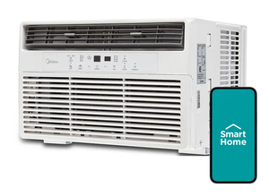 lot 524 image: Midea 8,000 BTU 115V Smart Window Air Conditioner with Comfort Sense Remote, up to 350 Sq. ft., White, MAW08S1DWWT, New