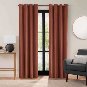 lot 537 image: LOT OF 2 Eclipse Luxury Cotton Velvet 100% Blackout Grommet Curtains