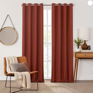 lot 542 image: LOT OF 2 Fieldcrest Heritage Davina Solid Energy Saving 100% Blackout Grommet Top Single Curtains
