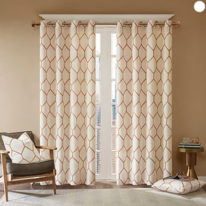 lot 544 image: LOT OF 2 Madison Park Asher Metallic Embroidered Light-Filtering Grommet Top Single Curtains