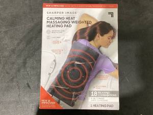 lot 194 image: Sharper Image Massaging Heating Pad 18 Combinations Calming Heat 4lb Weighted