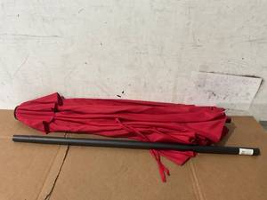 lot 287 image: Mainstays Outdoor Red Round Outdoor Market Patio Umbrella with Push-up Function