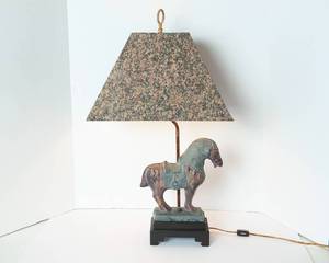 lot 12 image: Vintage Frederick Cooper Cast Iron Tang Horse Lamp