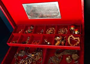 lot 122 image: Red Jewelry Box Lot