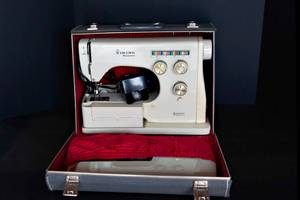 lot 191 image: Vintage Viking Sewing Machine with Case and Extender Plate