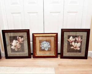 lot 146 image: Three Floral Pieces of Wall Art