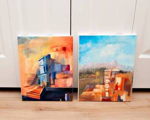 lot 150 image: Two Canvas Wrap Prints of Joyce Johannes Abstract Art