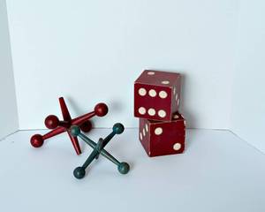 lot 224 image: Vintage Style Wooden Jacks & Dice