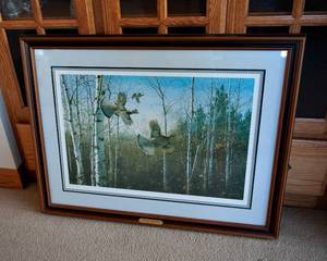 lot 18 image: Signed and Numbered David A Maass Artwork Triple Flush - Ruffed Grouse
