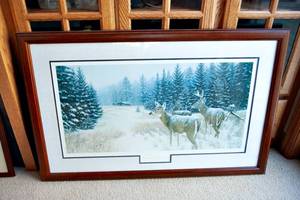 lot 19 image: Signed and Numbered Jim Kasper Artwork Reading the Signs - Whitetail Deer