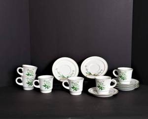 lot 131 image: Vintage Noritake Stoneware Mountain Flowers Cups and Saucers
