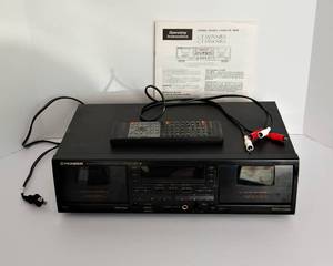 lot 162 image: Pioneer Stereo Double Cassette Deck Model CT-W604RS with Owners Manual and Remote