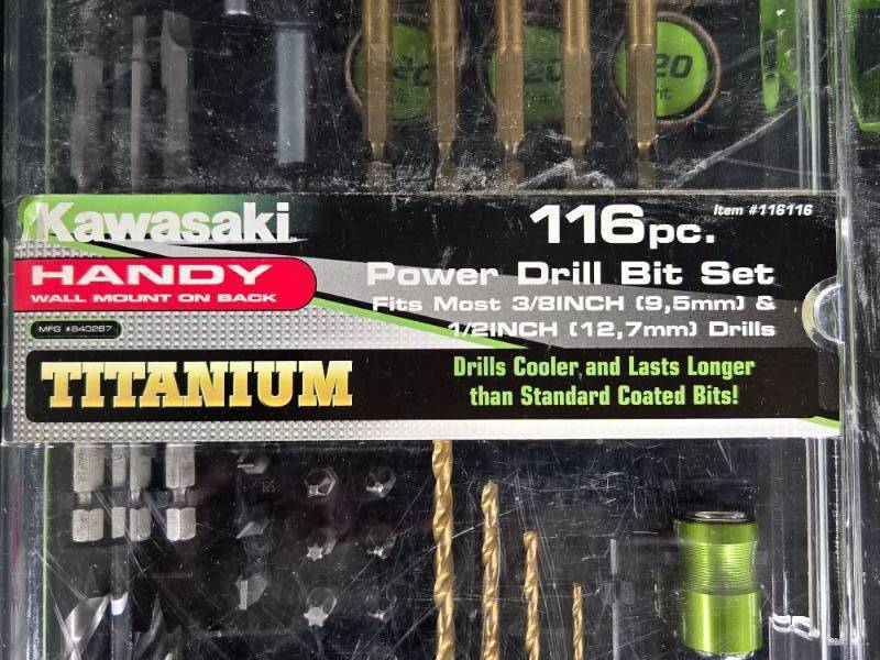 Kawasaki 116-Piece Titanium Power Drill Bit Set - Handy Tool