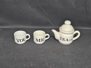 lot 109 image: Charming Ceramic Tea Set - You, Me, and Tea For