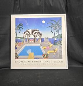 lot 44 image: Framed Thomas McKnight Palm Beach Art Print - South Ocean Boulevard