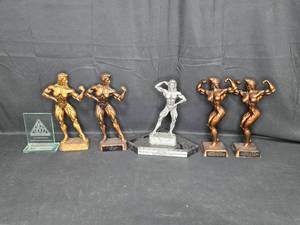 lot 57 image: Lot of 6 Bodybuilding Trophies and Awards - Various Competitions