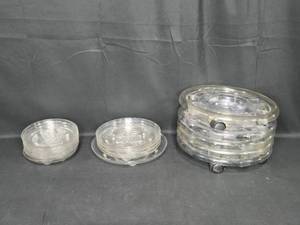 lot 69 image: Set of 10 Plastic Serving Trays with Wheels - Clear Design