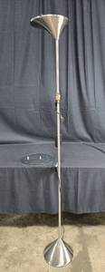 lot 147 image: Modern Stainless Steel Floor Lamp with Glass Table