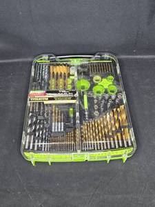 lot 151 image: Kawasaki 116-Piece Titanium Power Drill Bit Set - Handy Tool Storage