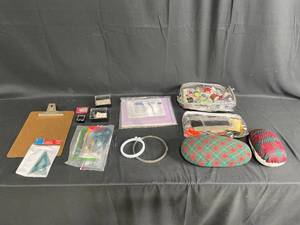 lot 208 image: Assortment of Sewing and Craft Supplies - Includes Thread, Scissors & More