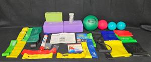 lot 232 image: Assortment of Exercise Equipment and Accessories - Resistance Bands, Balls, and More