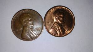 lot 397 image: Lincoln D WHEAT One Cent Penny (2). Years 1947,56.