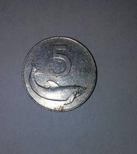 lot 406 image: Italy 1953 Five Cent LIRE Coin.